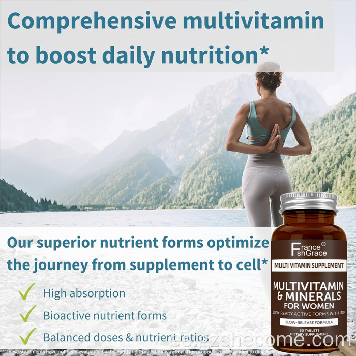 Shecome Tabletas multivitamínicas para mujeres Apoyo energético inmunológico